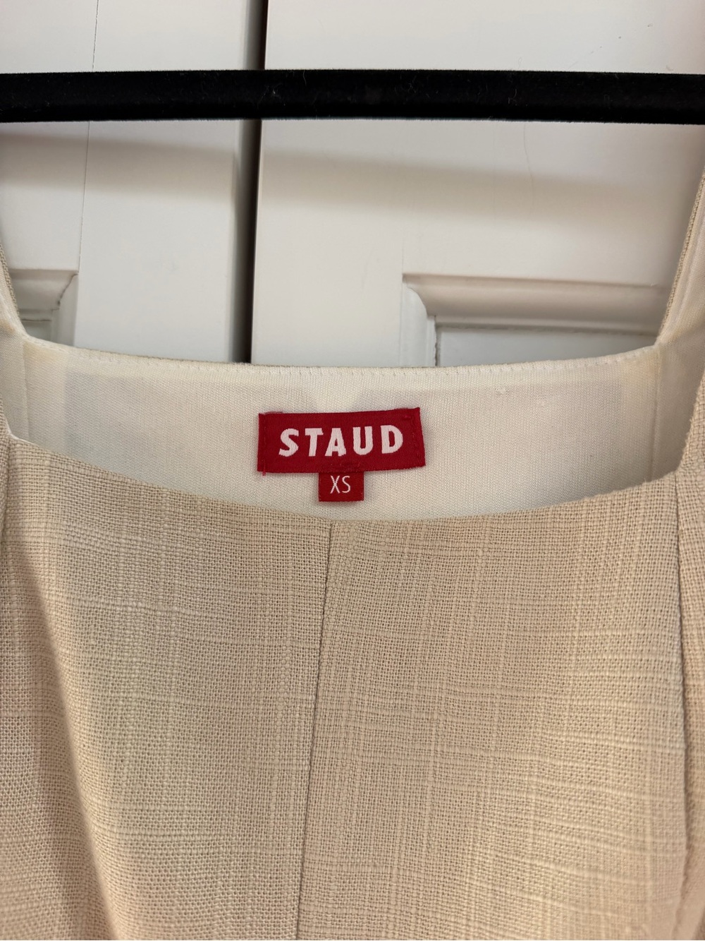 STAUD Linen Textured Crop Top with Sea Shells